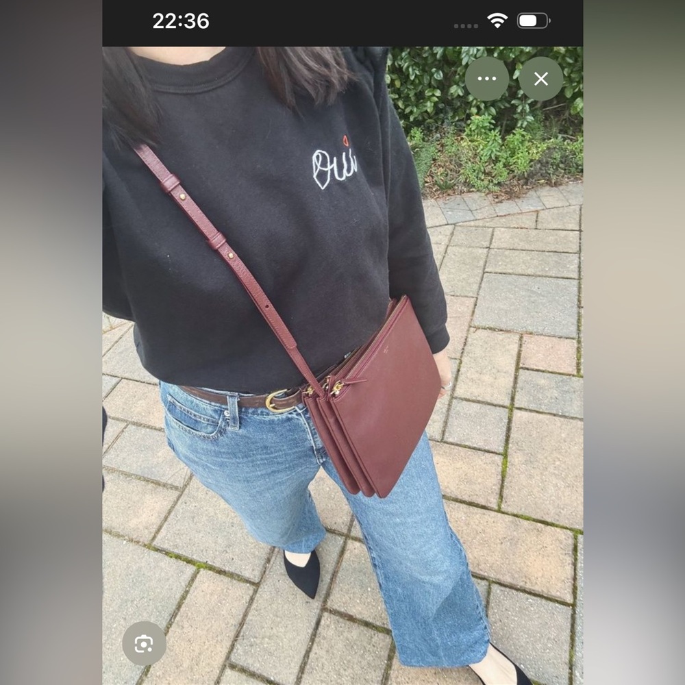 Celine Trio Red Leather Crossbody Bag